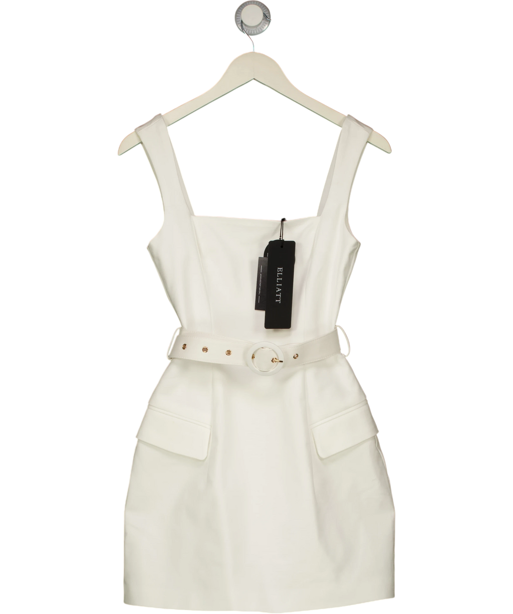 Elliatt White Nydia Square Neck Mini Dress, size UK XS — front