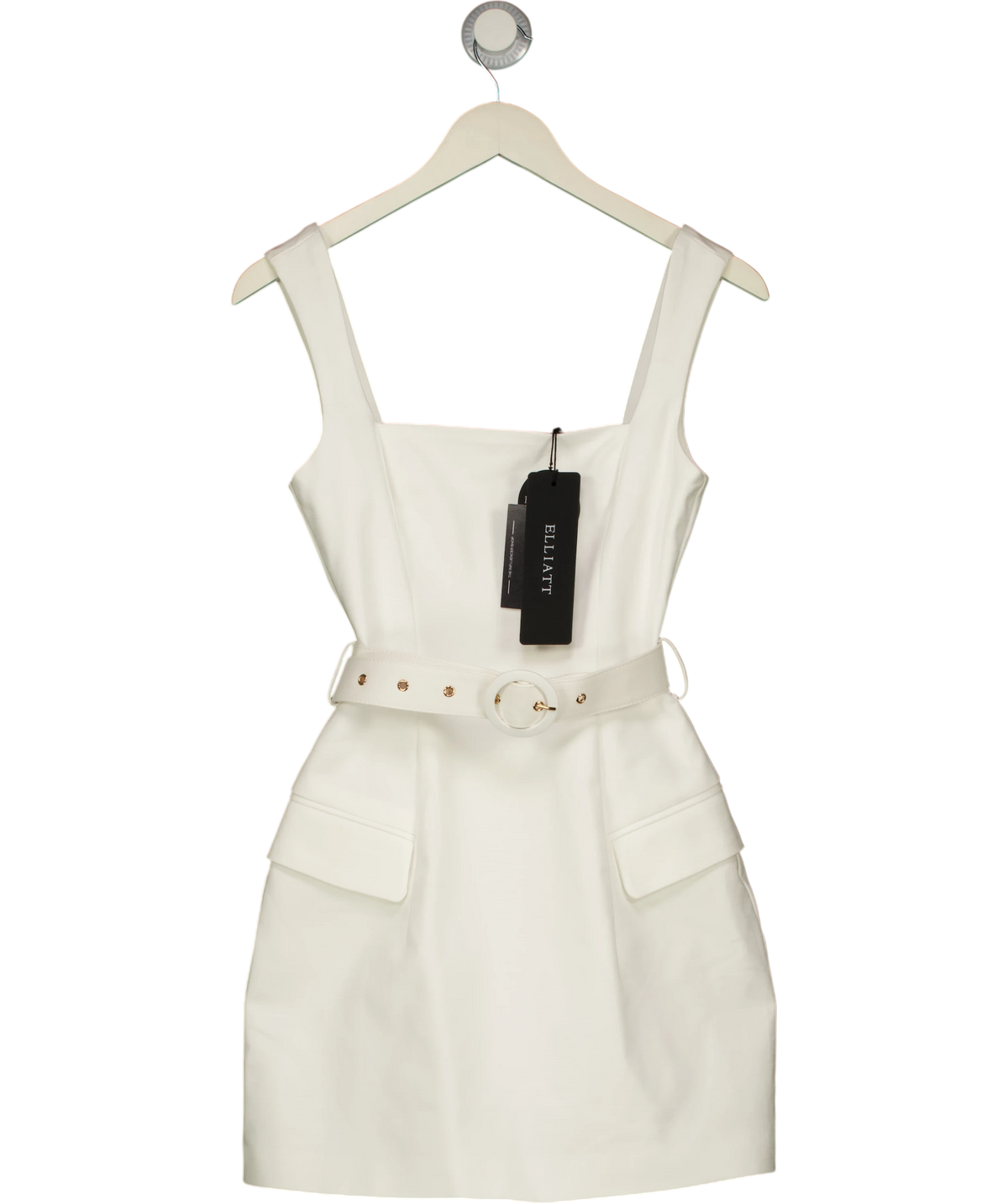 Elliatt White Nydia Square Neck Mini Dress, size UK XS — front