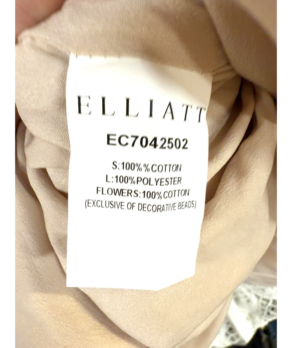 Elliatt ivory Kyra Gown, size UK XS — label