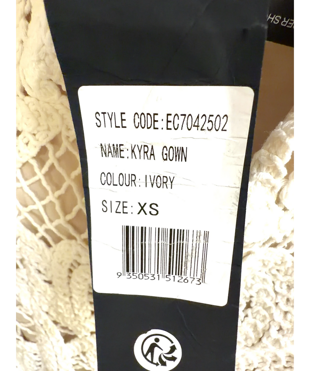Elliatt ivory Kyra Gown, size UK XS — care label