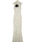 Noughts & Kisses White MAYA White High Neck Crochet Maxi Dress, size UK XS — front