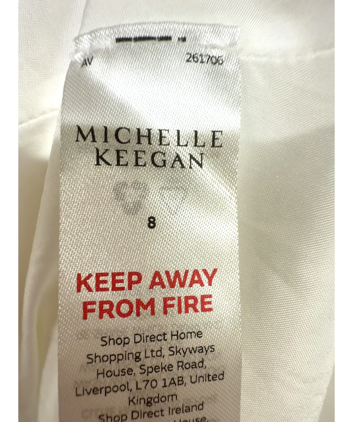 Michelle Keegan White Pointelle Knit Dropped Waist Midaxi Dress, size UK 8 — care label