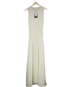 Michelle Keegan Pointelle Knit Dropped Waist Midaxi Dress White UK 8