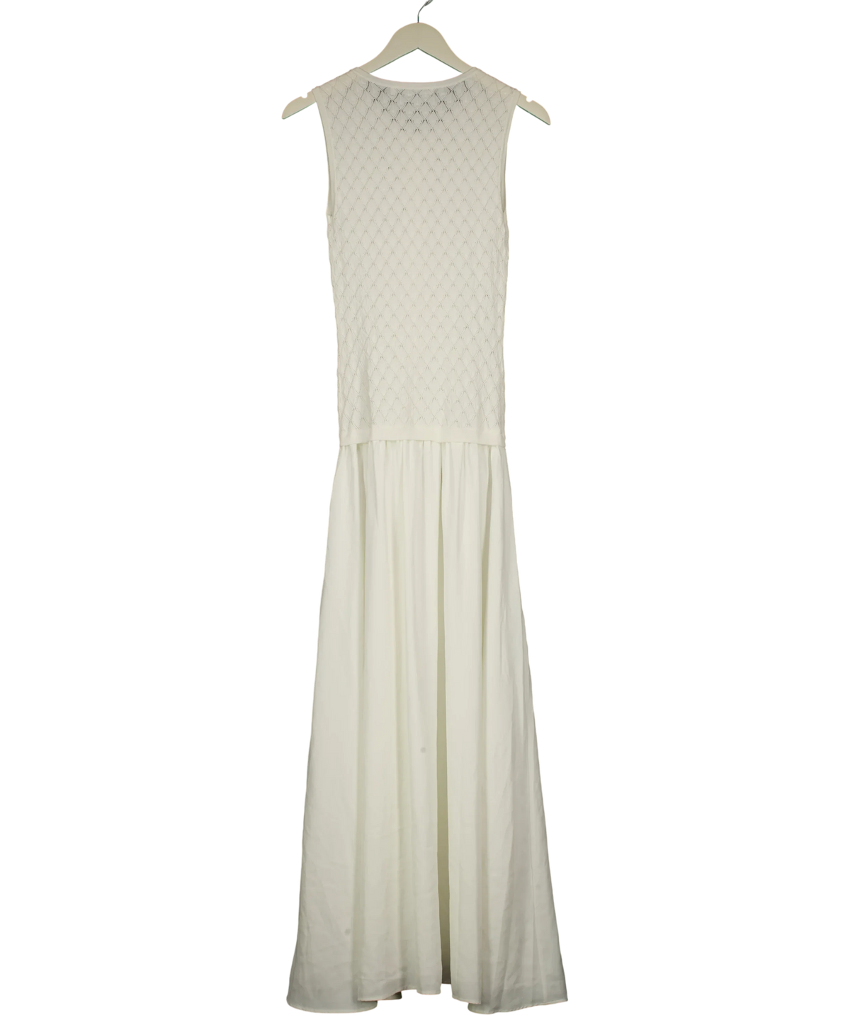 Michelle Keegan White Pointelle Knit Dropped Waist Midaxi Dress, size UK 8 — back