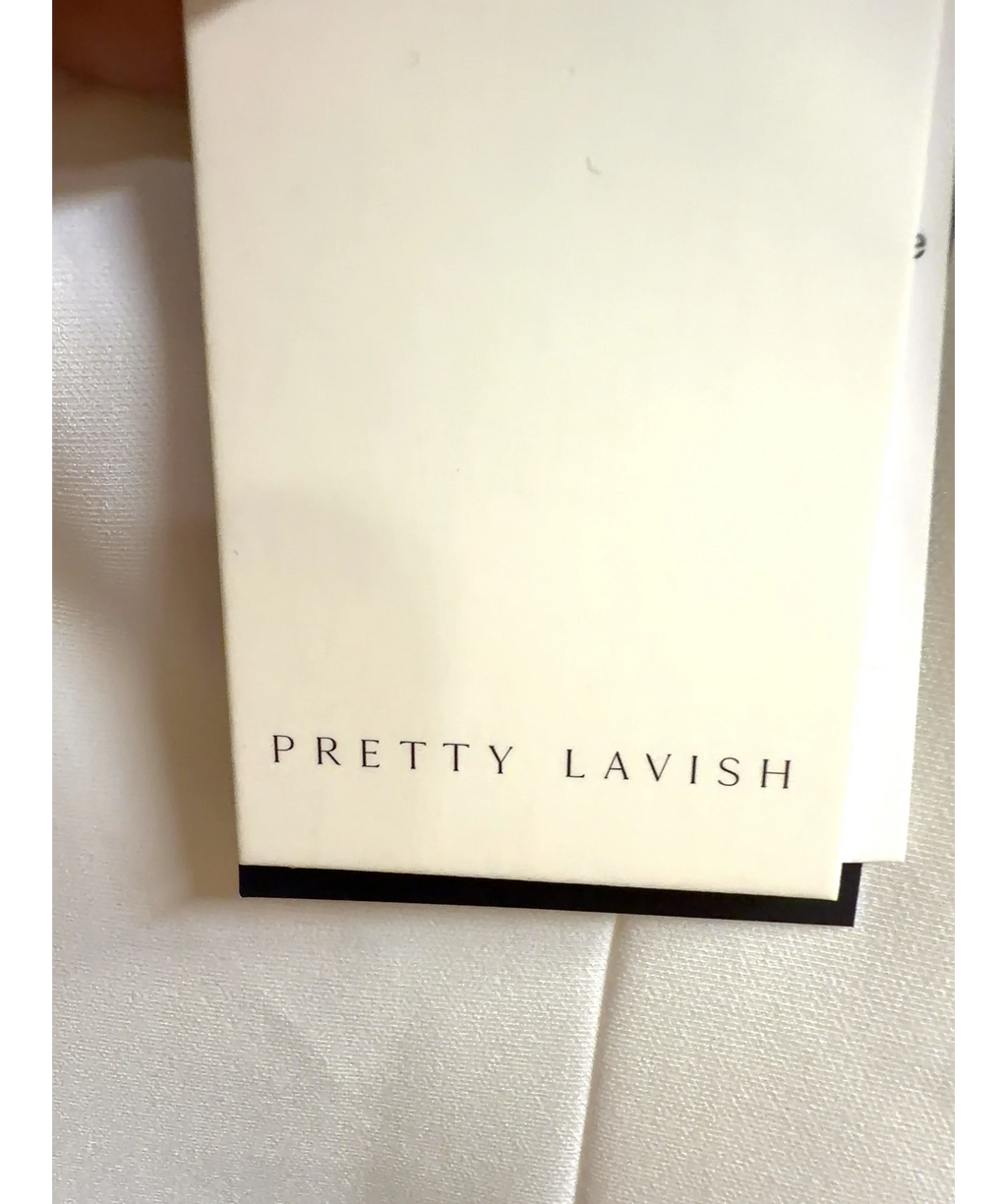 PRETTY LAVISH ivory Tillie V-Neck Maxi Bridesmaid Dress, size UK 6 — detail