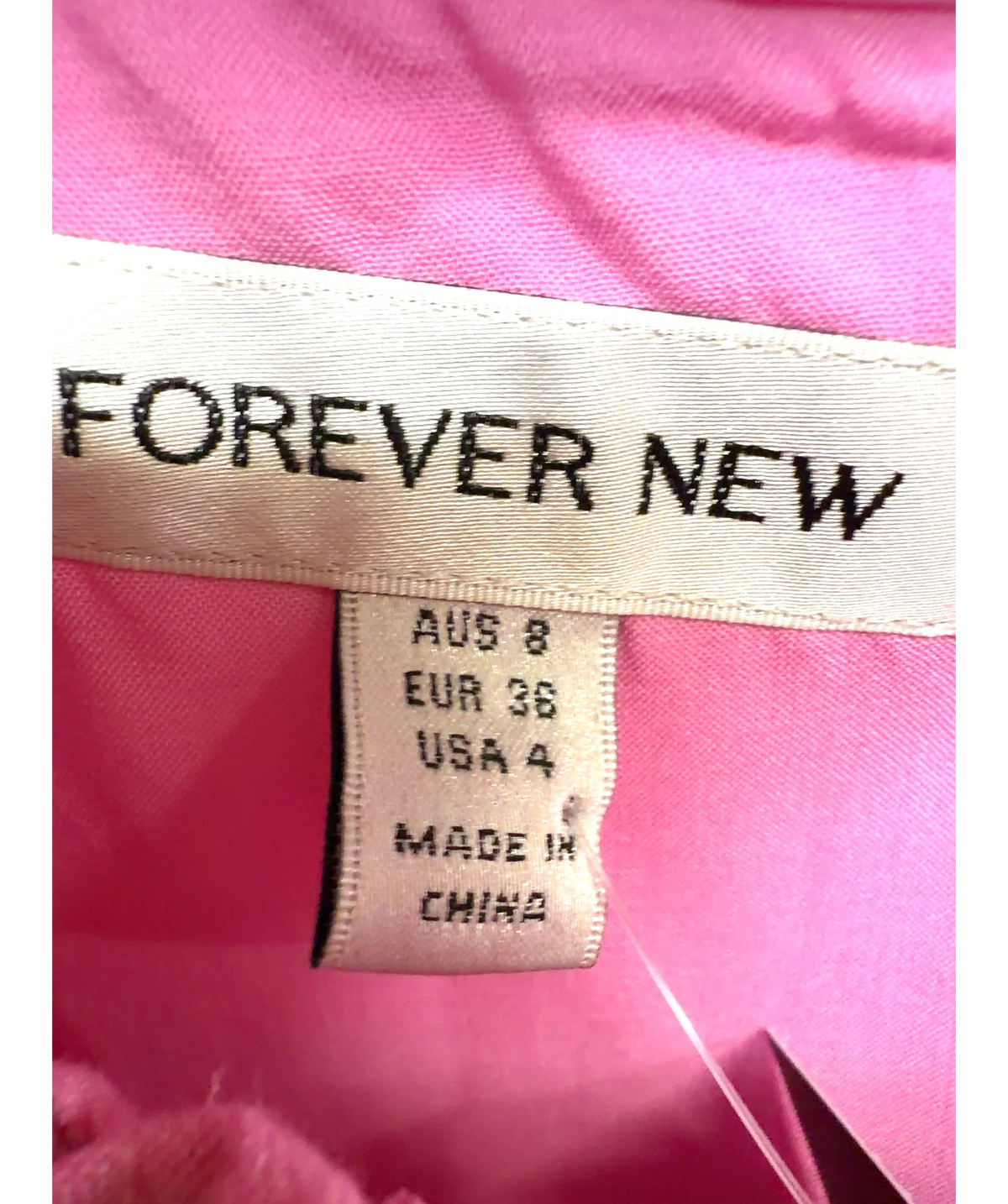 FOREVER NEW Pink Colour, size UK 8 — care label