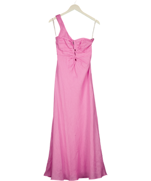 Forever New Pink Linen One Shoulder Midi Dress UK 8
