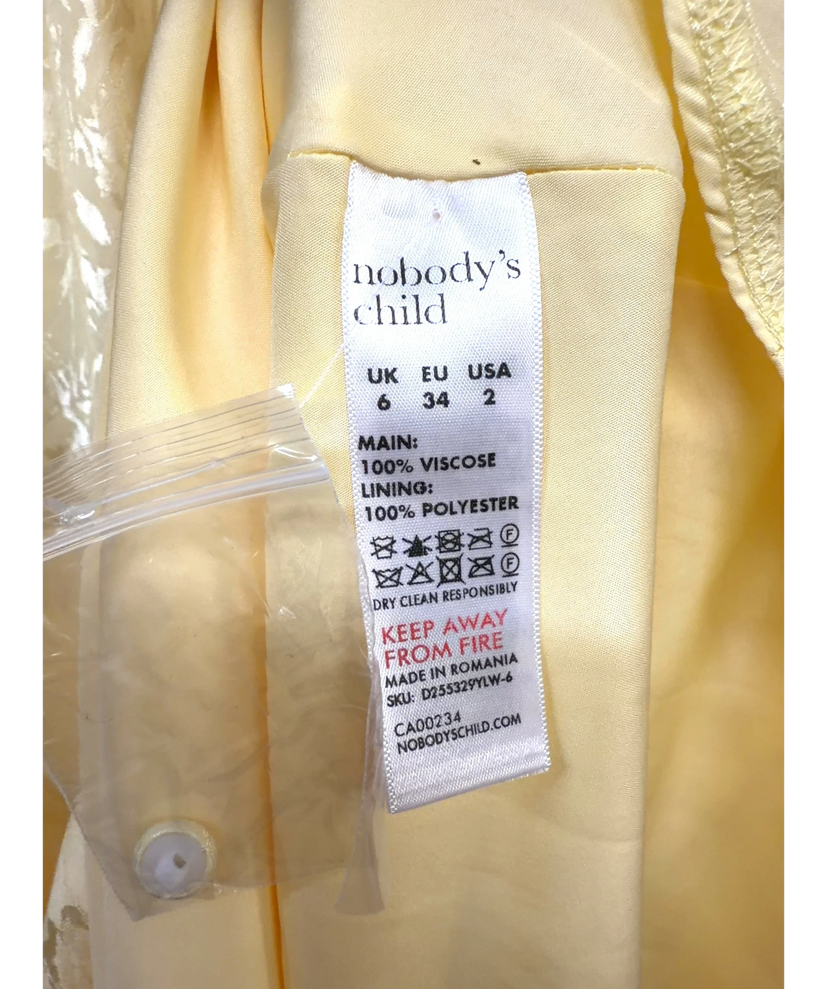 Nobody's Child Yellow Colour, size UK 6 — label