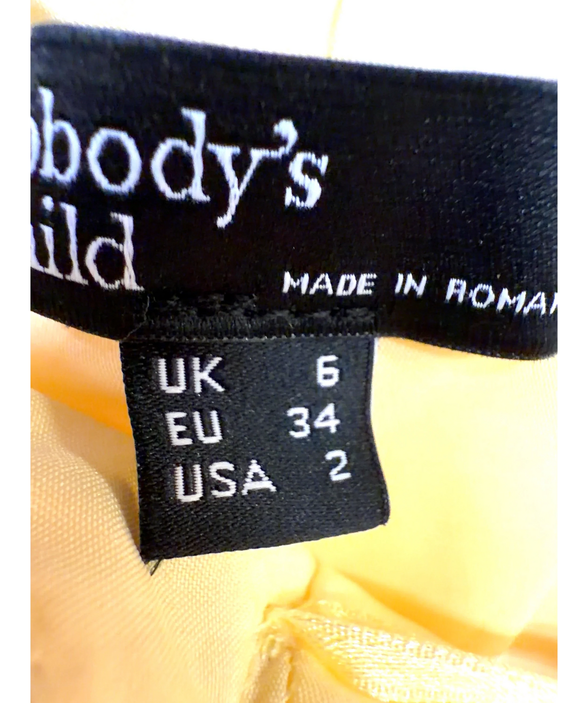Nobody's Child Yellow Colour, size UK 6 — care label