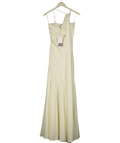 PRETTY LAVISH ivory Porto One Shoulder Godet Maxi Dress, size UK 6 — front