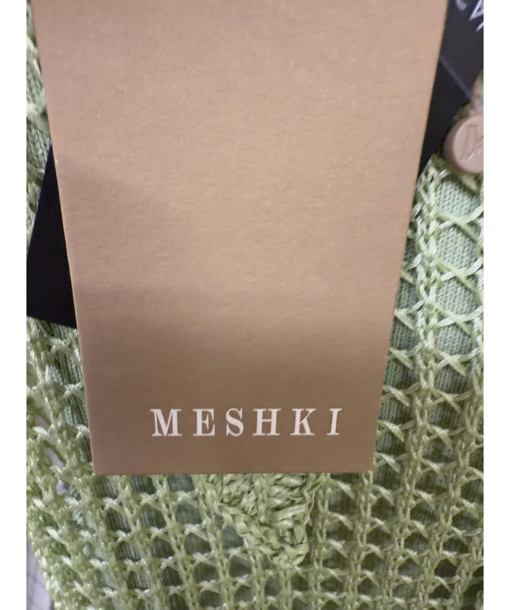 Meshki light green Elfie Crochet Halter Maxi Dress, size UK XS — detail