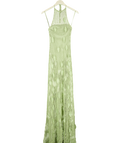 Meshki light green Elfie Crochet Halter Maxi Dress, size UK XS — front