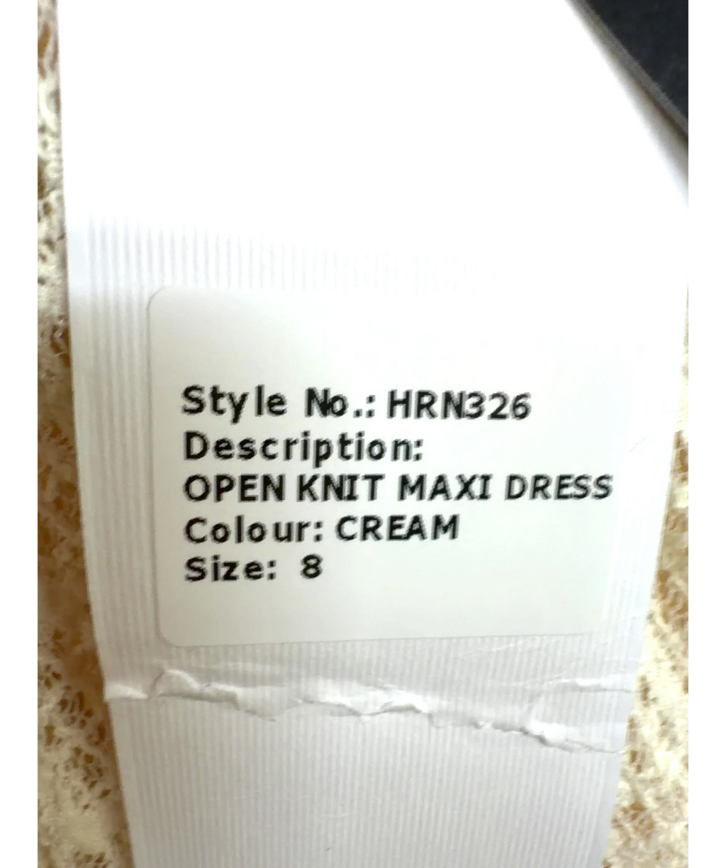 RARE LONDON Cream Knit High Neck Maxi Dress, size UK 8 — care label