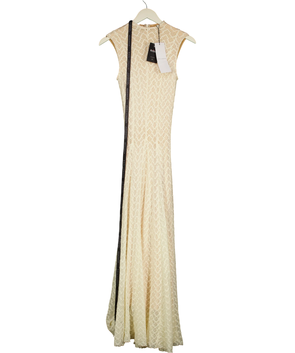 RARE LONDON Cream Knit High Neck Maxi Dress, size UK 8 — front