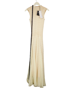 Rare London Knit High Neck Maxi Dress Cream Beige UK 8
