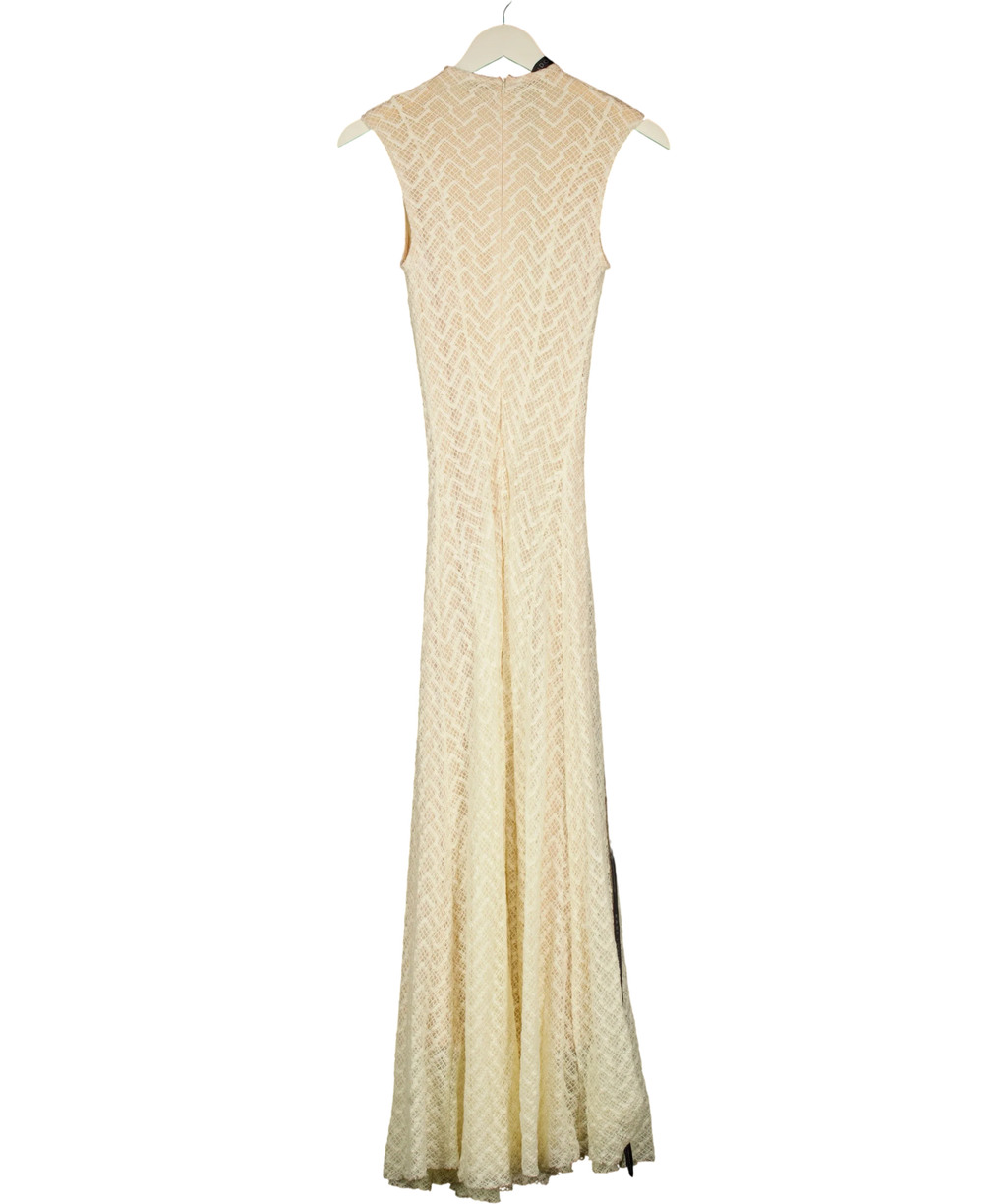 RARE LONDON Cream Knit High Neck Maxi Dress, size UK 8 — back