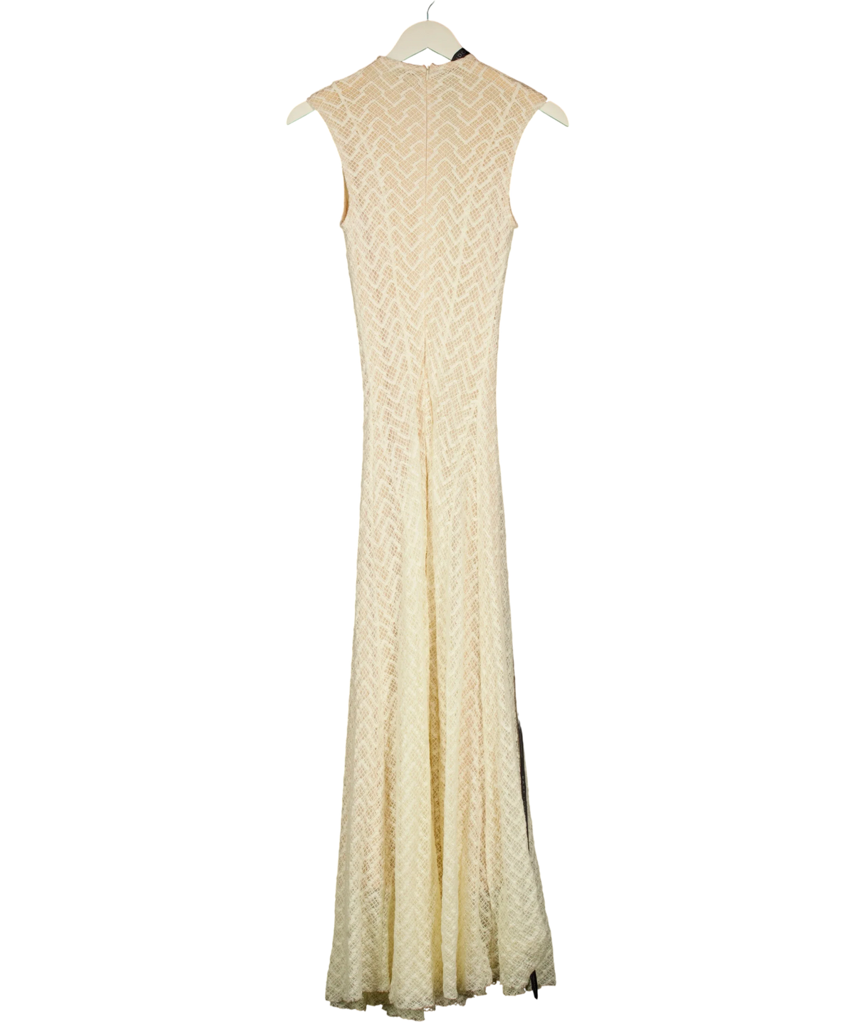 RARE LONDON Cream Knit High Neck Maxi Dress, size UK 8 — back