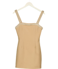ODD MUSE Beige The Ultimate Muse Pearl Trim Mini Dress, size UK XS — front