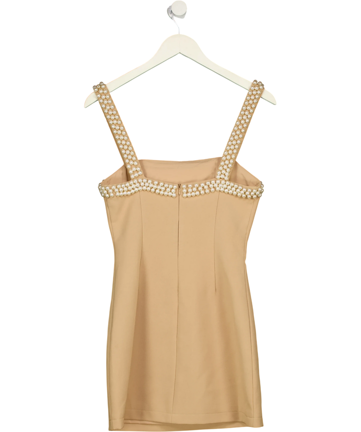 ODD MUSE Beige The Ultimate Muse Pearl Trim Mini Dress, size UK XS — back