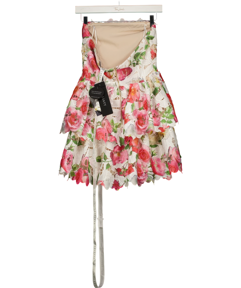 Elliatt Multicoloured ROSELLE STRAPLESS MINI DRESS, size UK XS — back