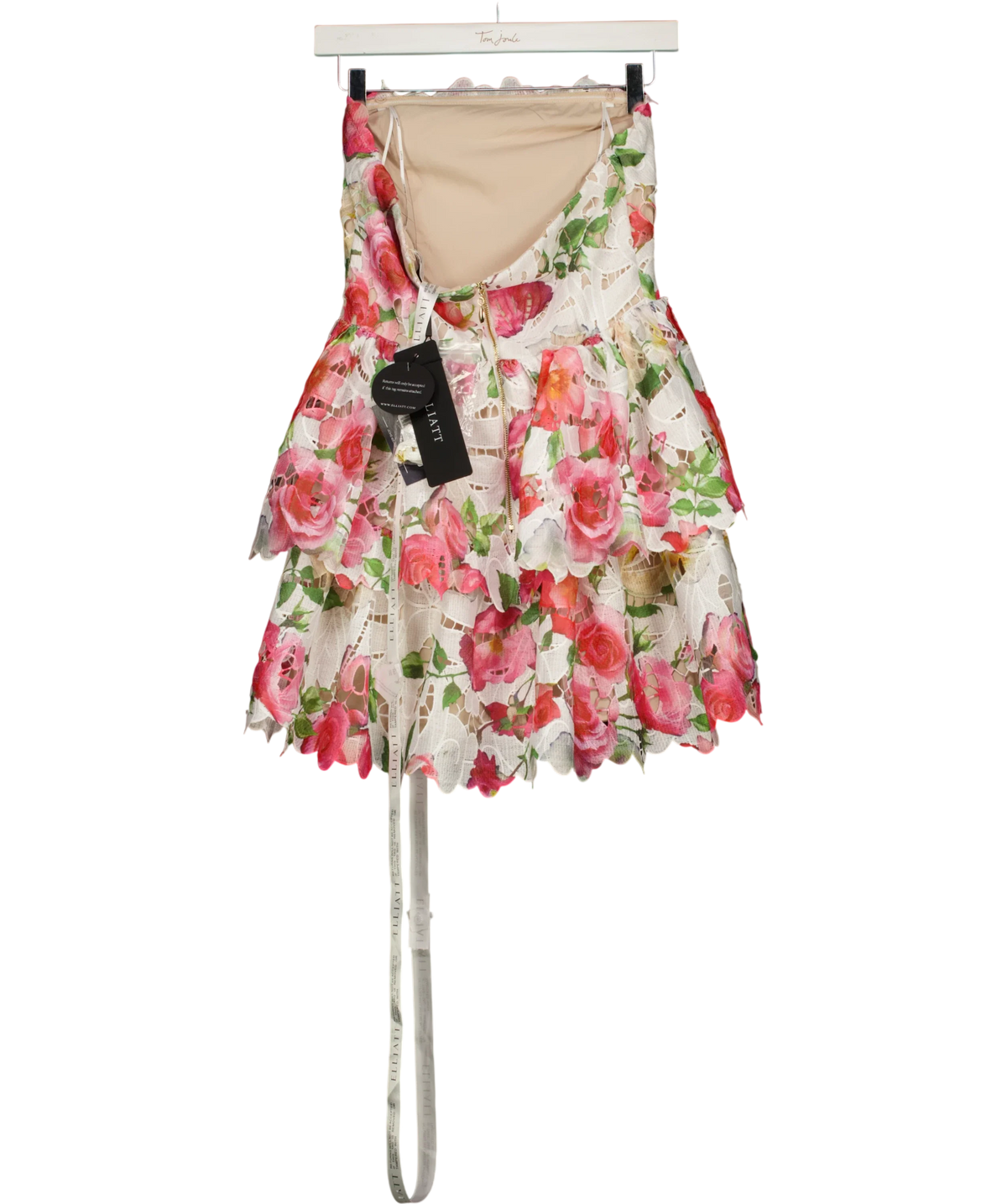 Elliatt Multicoloured ROSELLE STRAPLESS MINI DRESS, size UK XS — back