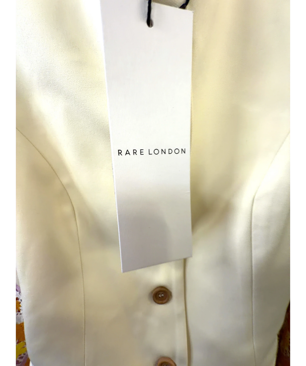 RARE LONDON Cream Cream 2 In 1 Waistcoat Jumpsuit, size UK 8 — detail