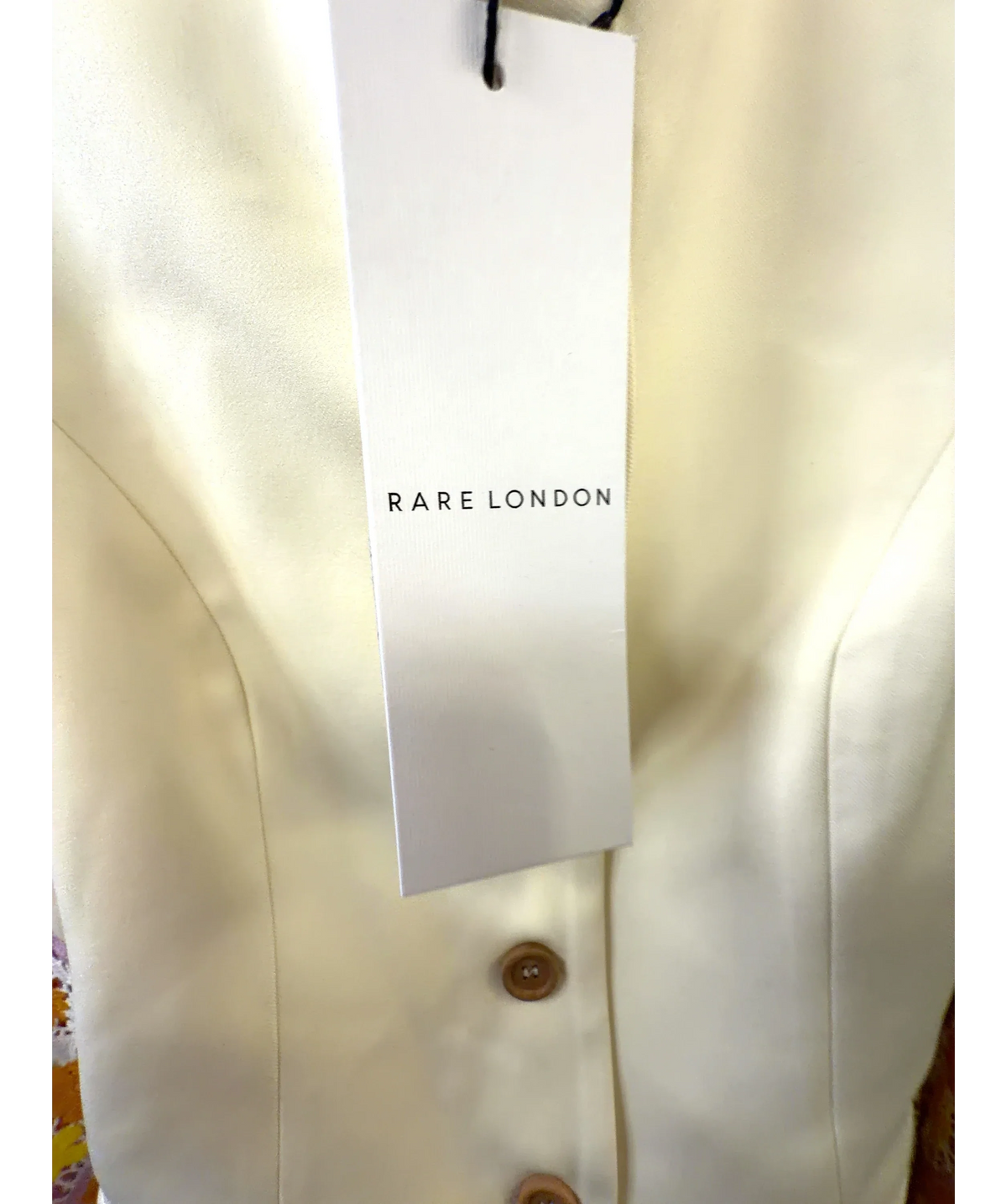 RARE LONDON Cream Cream 2 In 1 Waistcoat Jumpsuit, size UK 8 — detail
