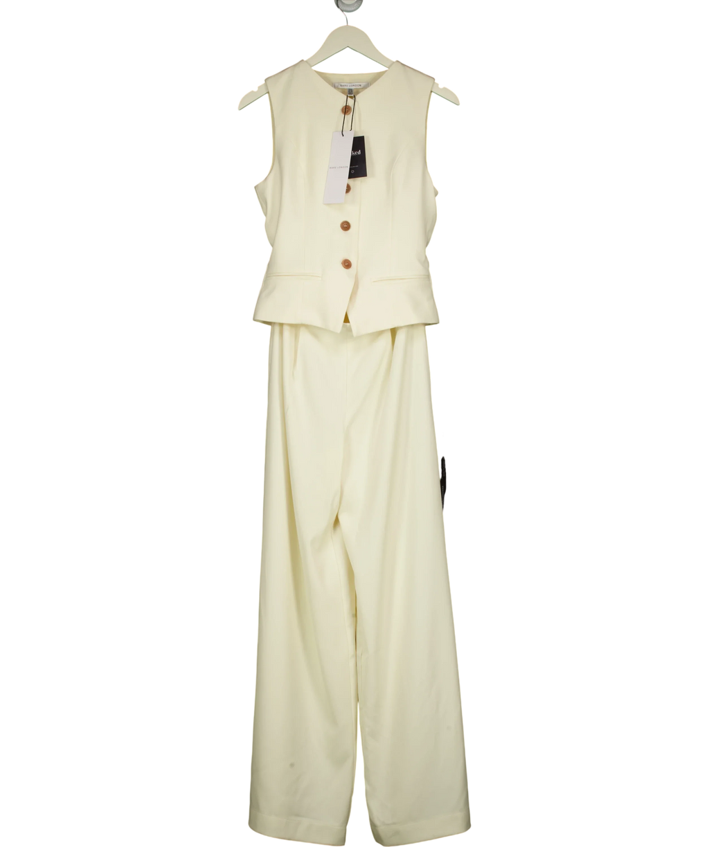 RARE LONDON Cream Cream 2 In 1 Waistcoat Jumpsuit, size UK 8 — front