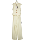 RARE LONDON Cream Cream 2 In 1 Waistcoat Jumpsuit, size UK 8 — front