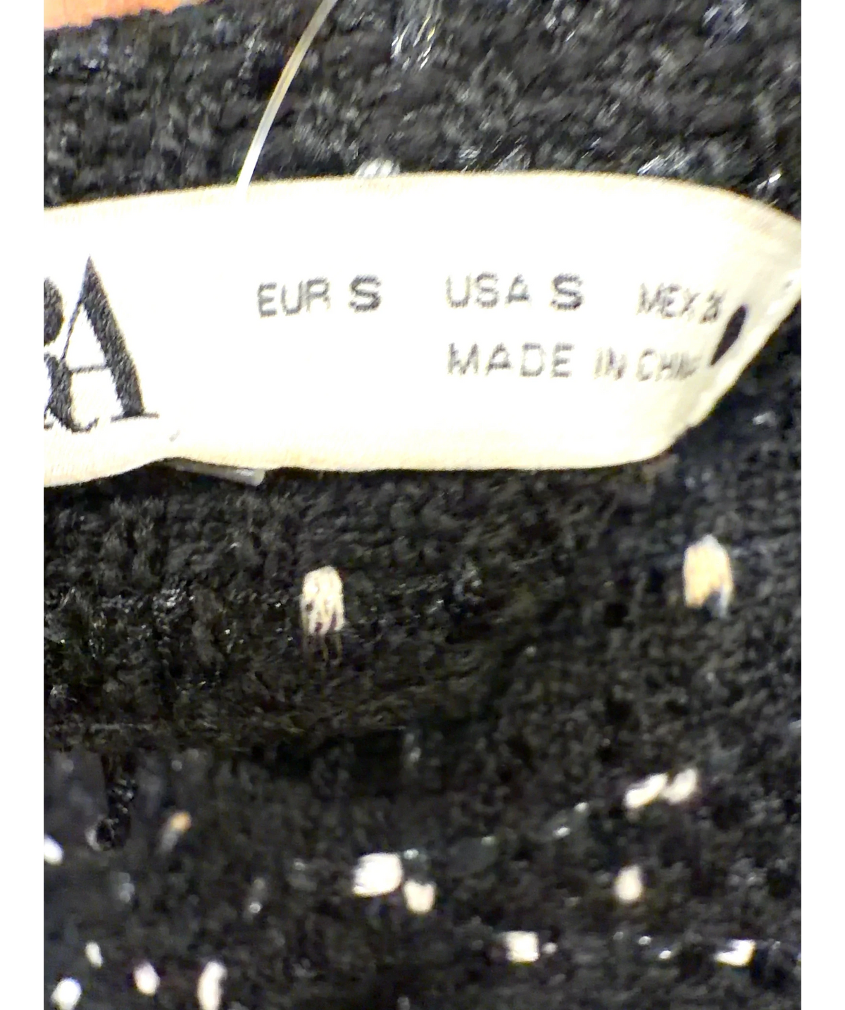 ZARA Black textured tweed mini dress, size UK S — care label