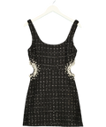 ZARA Black textured tweed mini dress, size UK S — front