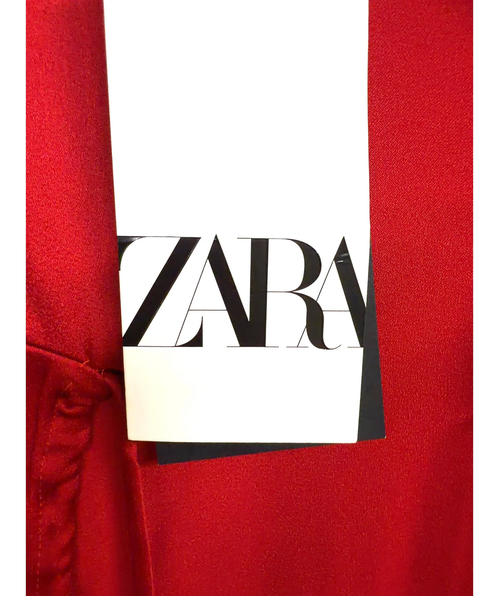 ZARA Red open-back long-sleeve midi/long dress, size UK XS — detail