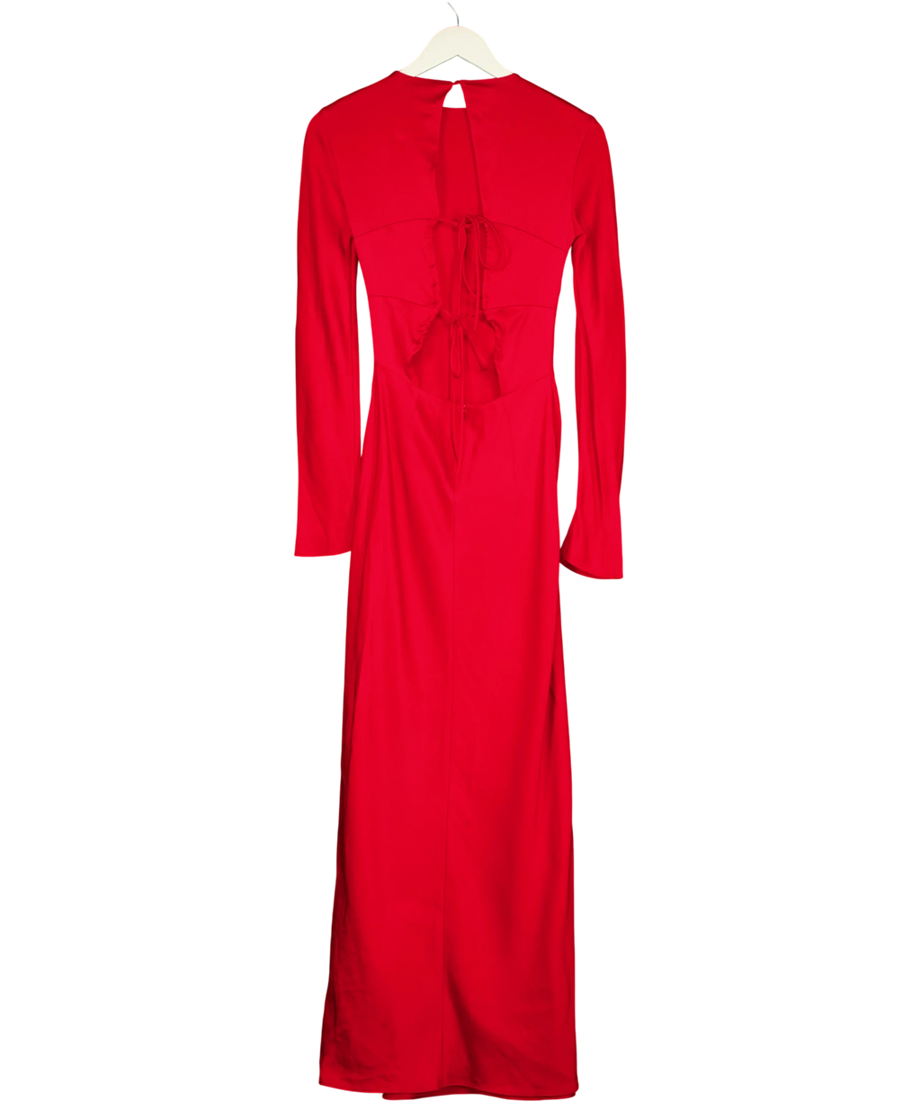 ZARA Red open-back long-sleeve midi/long dress, size UK XS — back