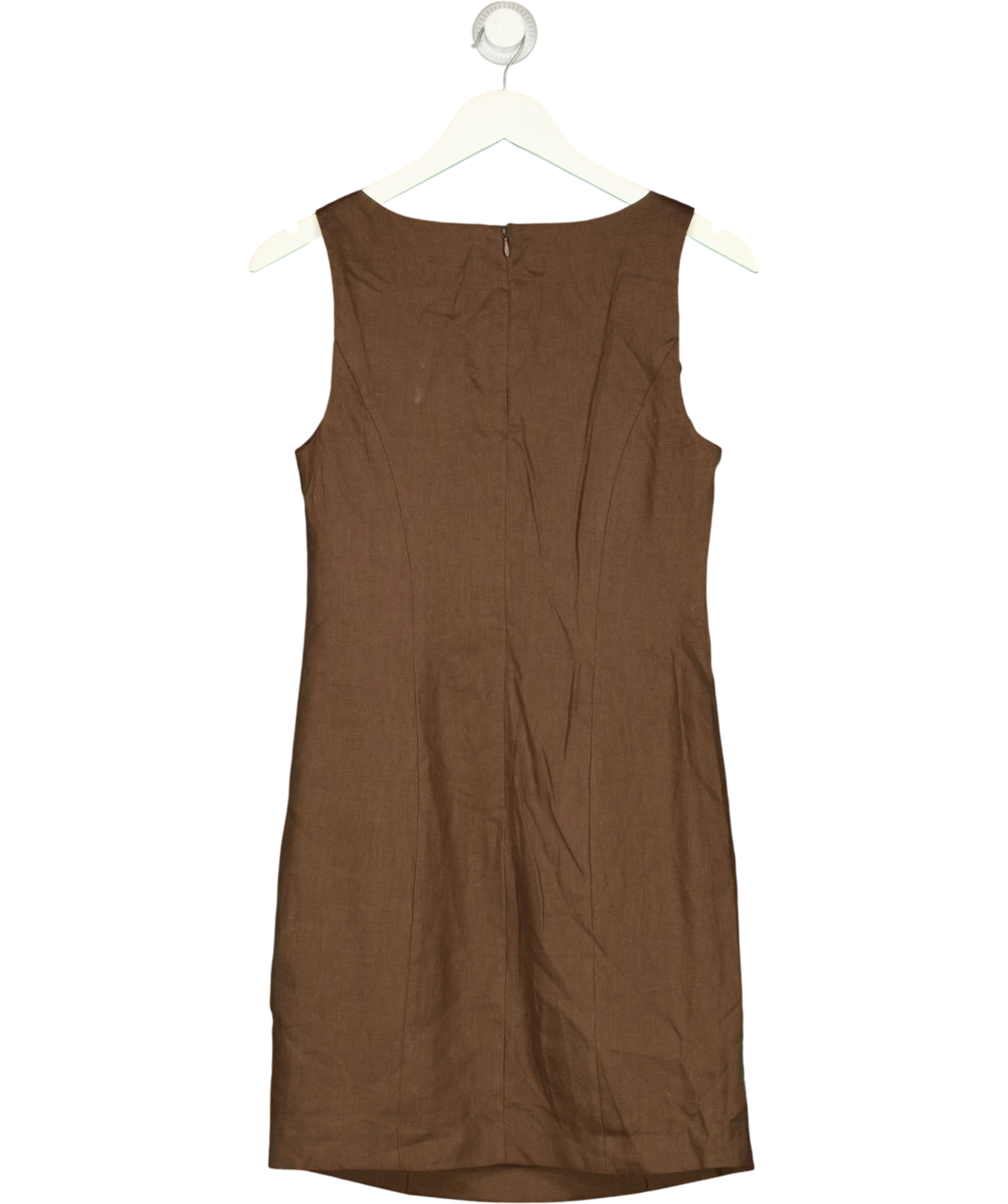 Mint Velvet Brown Beaded Cut Out Pure Linen Mini Dress, size UK 6 — back