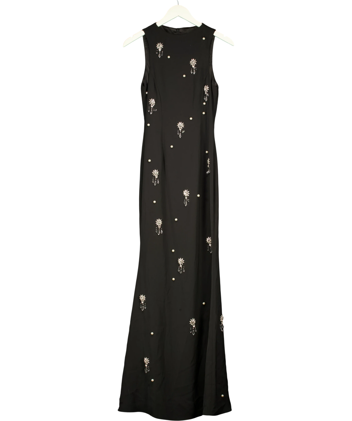 ODD MUSE Black The Ultimate Muse Crystal Maxi Dress, size UK XS — front