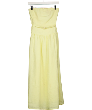 Abercrombie & Fitch Yellow Linen Strapless Midi Dress XS