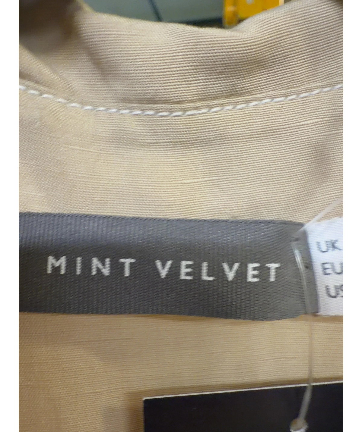 Mint Velvet Beige Waistcoat Layered Midi Dress, size UK 6 — detail