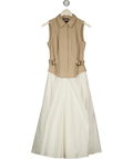 Mint Velvet Beige Waistcoat Layered Midi Dress, size UK 6 — front