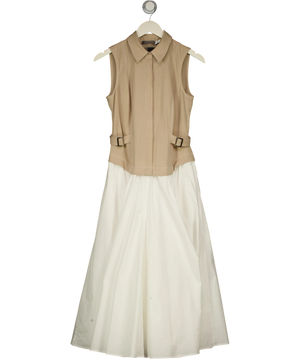 Mint Velvet Waistcoat Layered Midi Dress Beige And White UK 6