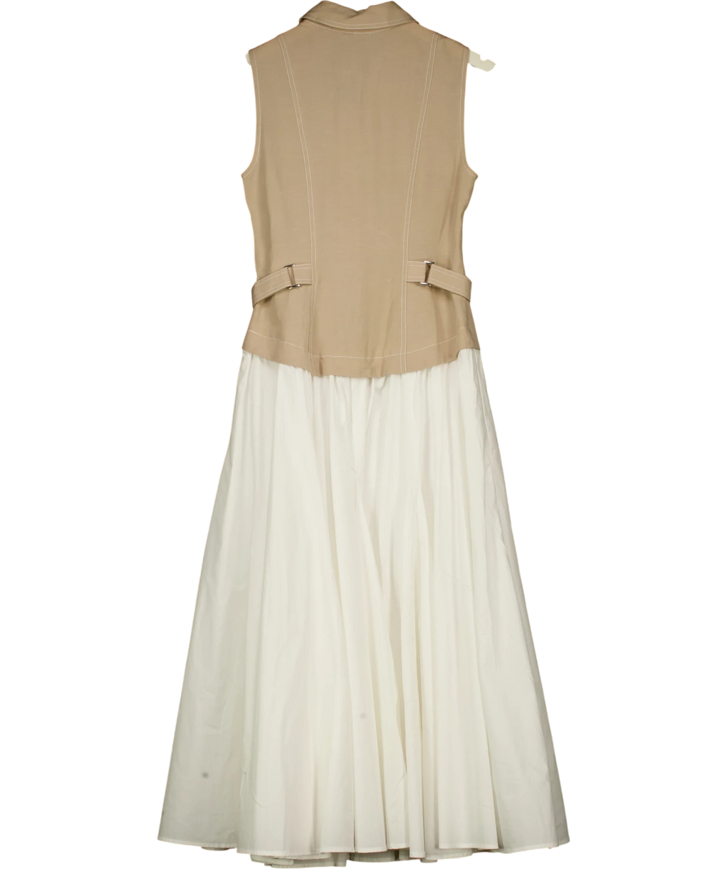 Mint Velvet Beige Waistcoat Layered Midi Dress, size UK 6 — back