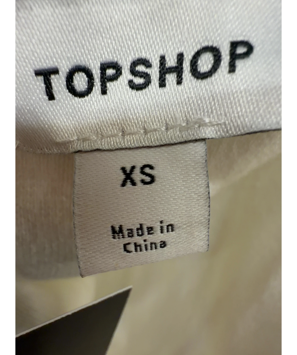 TOPSHOP White knitted compact peplum one-shoulder top, size UK XS — detail
