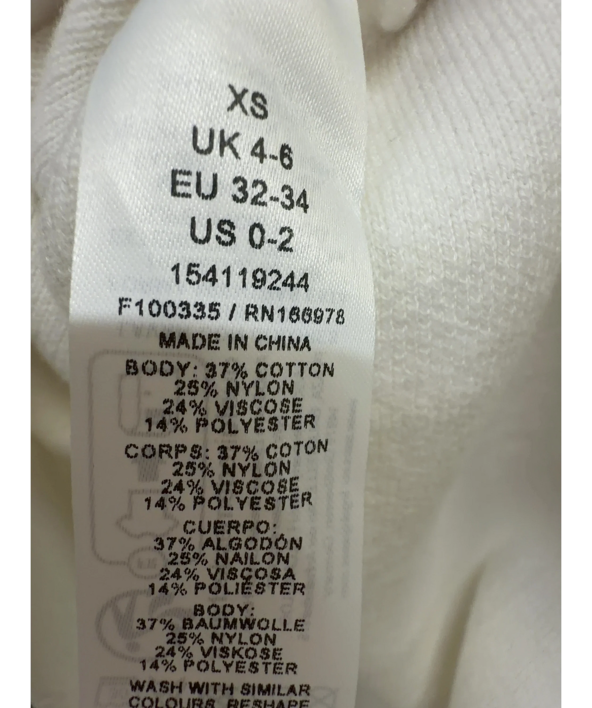 TOPSHOP White knitted compact peplum one-shoulder top, size UK XS — label