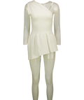 TOPSHOP White knitted compact peplum one-shoulder top, size UK XS — front