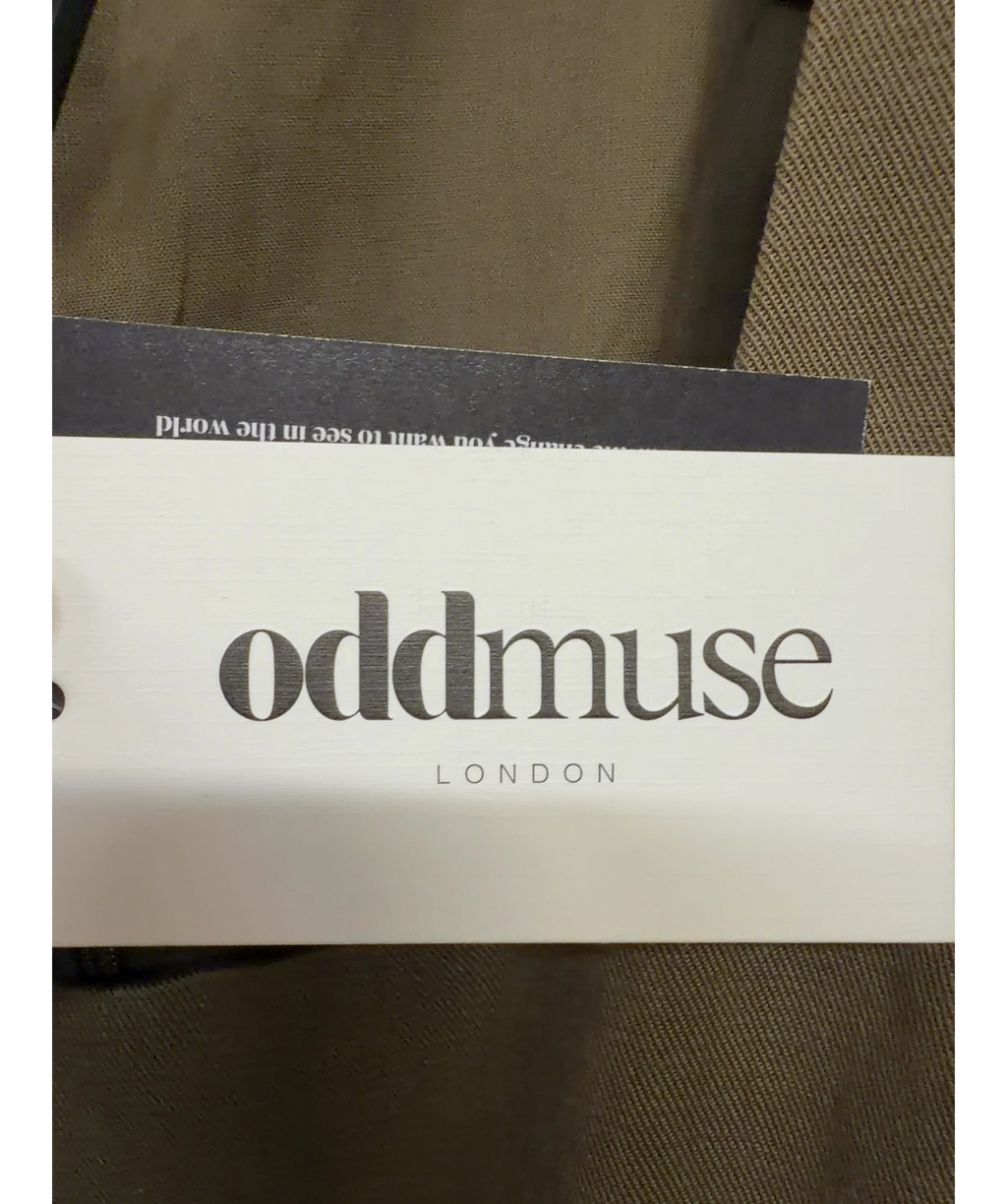 ODD MUSE taupe Cotton Mix Cinched Midi Dress, size UK XS — detail