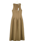 ODD MUSE taupe Cotton Mix Cinched Midi Dress, size UK XS — front