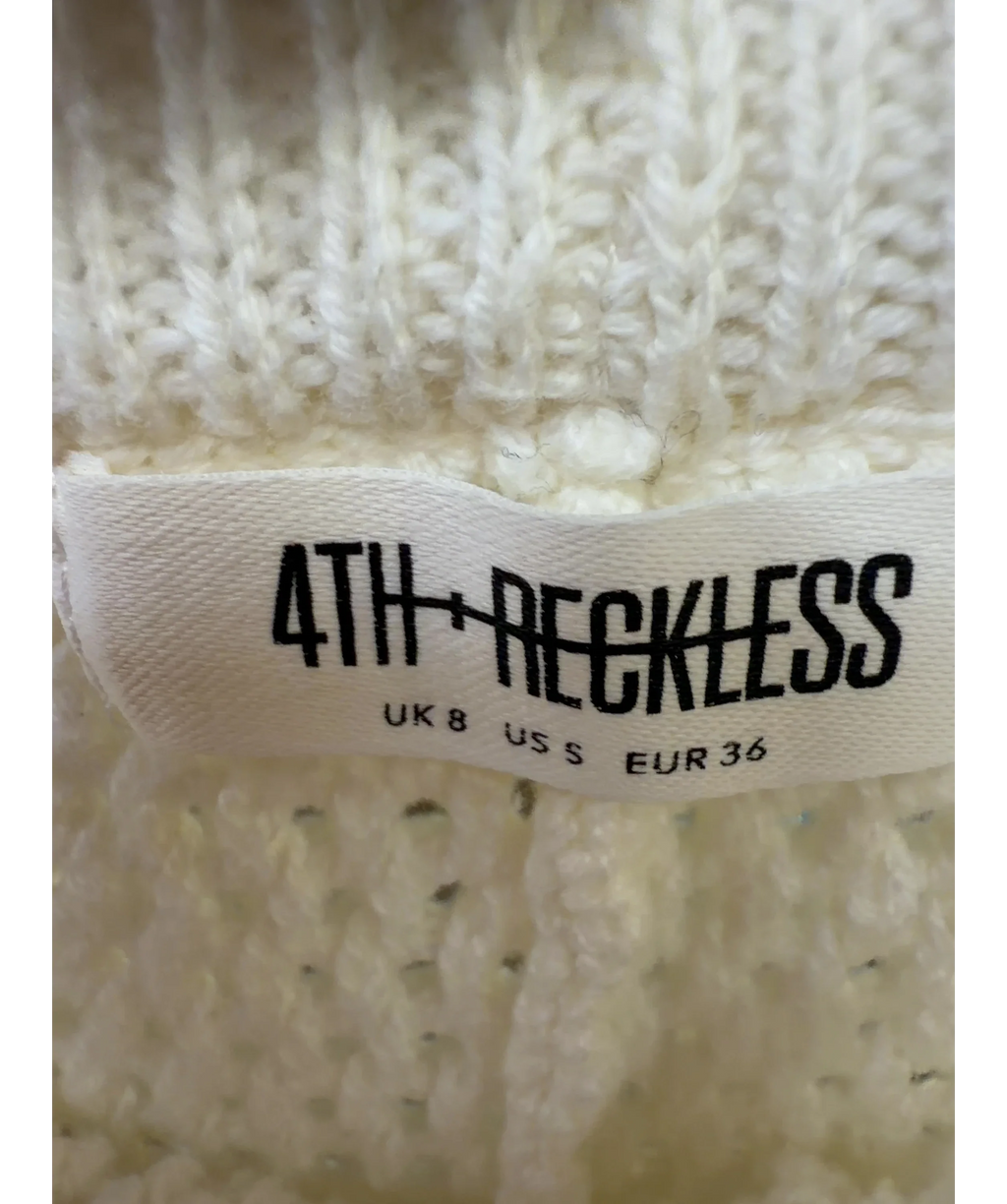 4TH + RECKLESS Cream Antoine Crochet Tie Front Cardigan, size UK 8 — care label