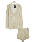 4TH + RECKLESS Cream Antoine Crochet Tie Front Cardigan, size UK 8 — front