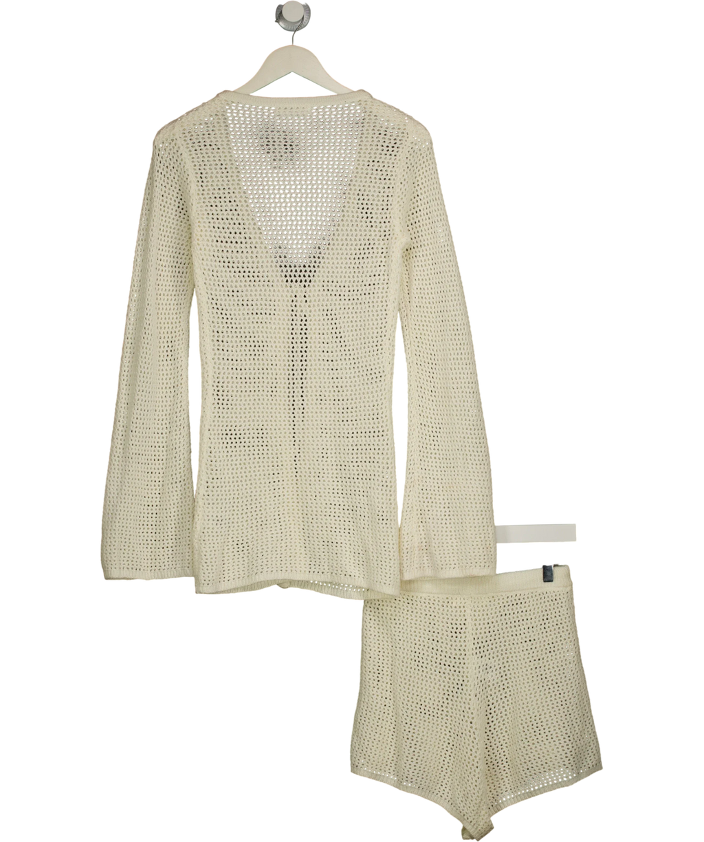 4TH + RECKLESS Cream Antoine Crochet Tie Front Cardigan, size UK 8 — back