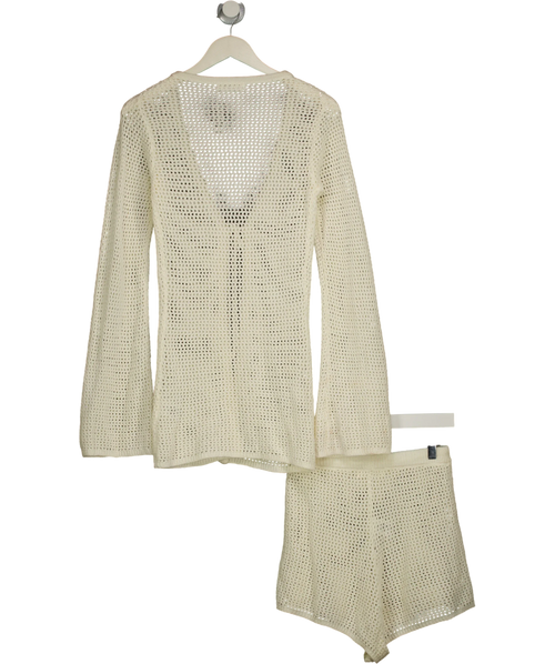 4TH + RECKLESS Cream Antoine Crochet Tie Front Cardigan, size UK 8 — back