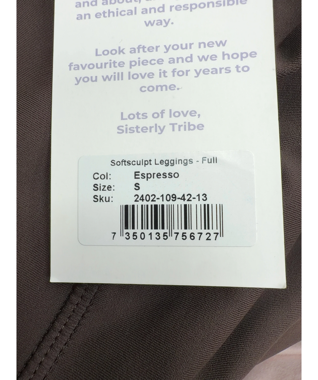 SISTERLY TRIBE Brown Softsculpt Leggings - Full, size UK S — care label
